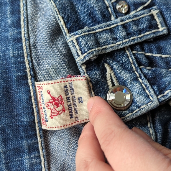 True religion light wash rhinestone straight jeans size 25 - Picture 6 of 13